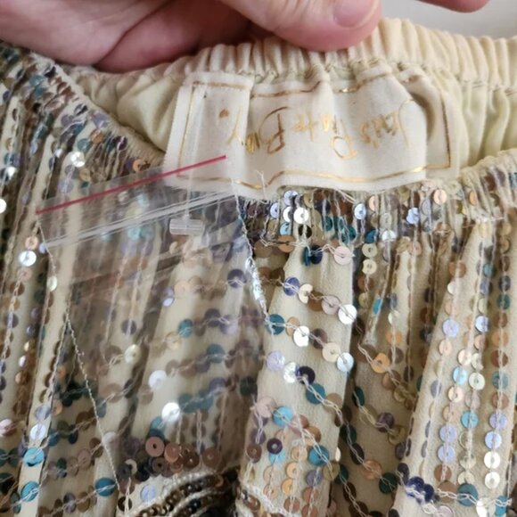 Jen's Pirate Booty Celestial Mini Dress Sequin Sparkle Ivory Tea Embroidered - Picture 6 of 13